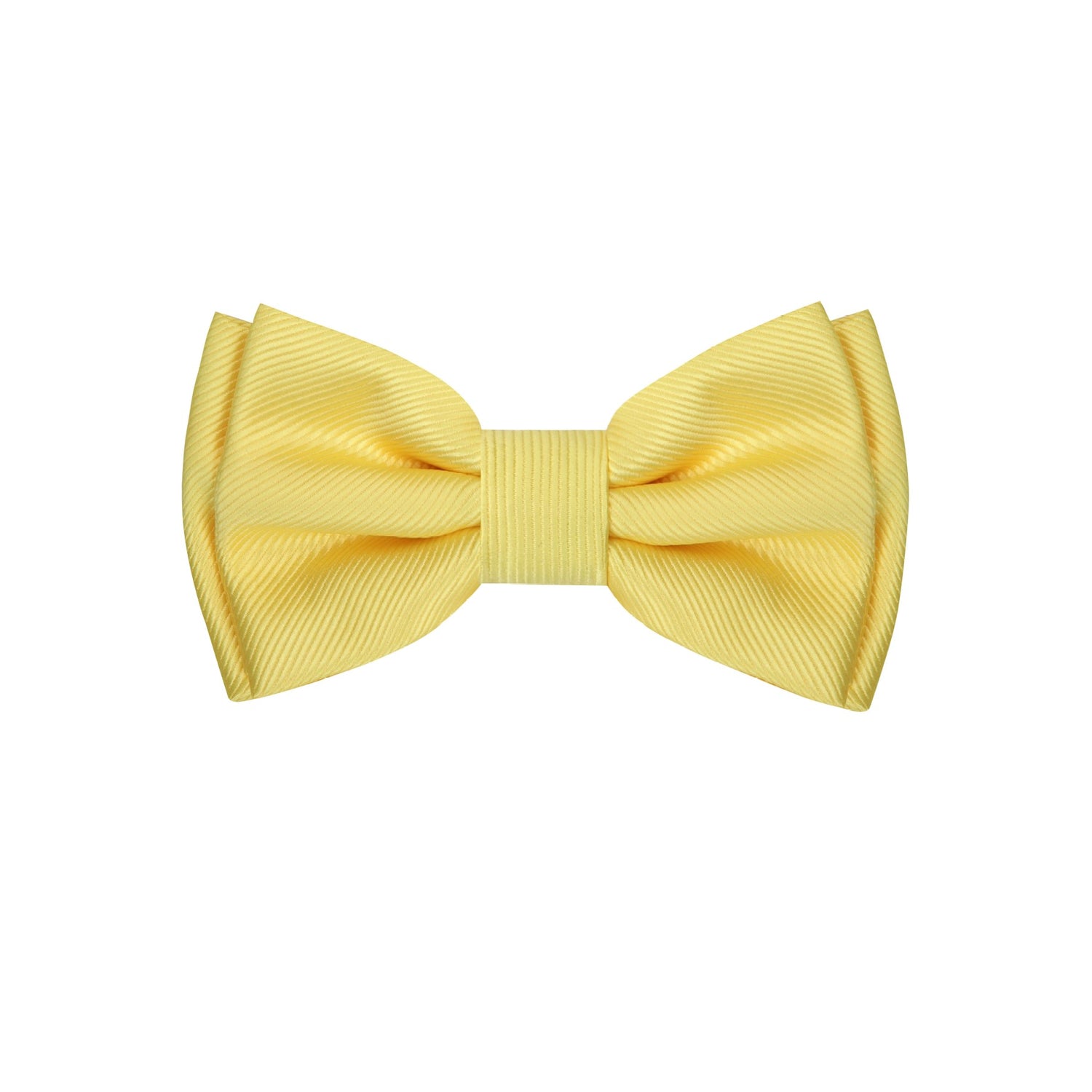 A Yellow Solid Pattern Silk Self Tie Bow Tie 