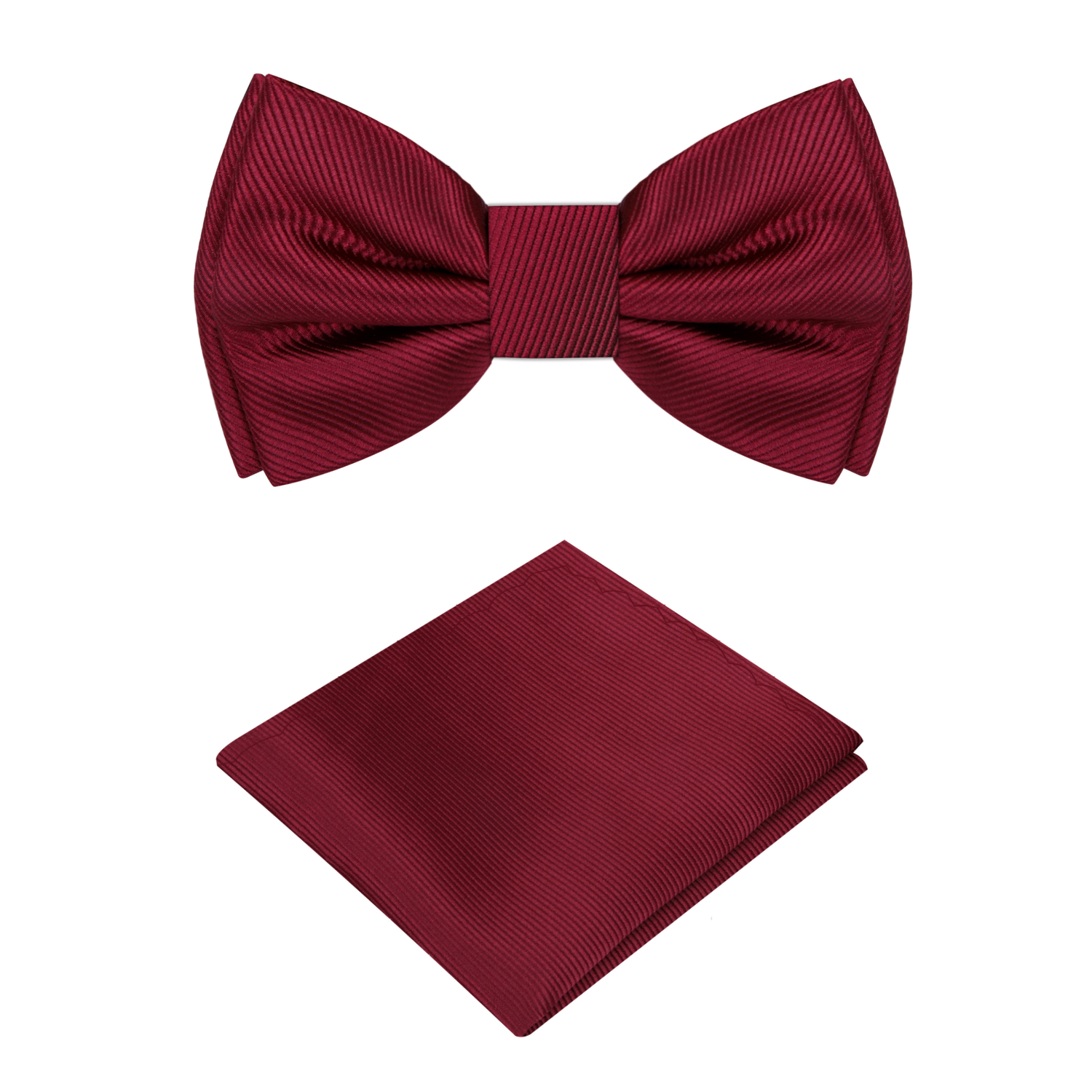 Solid Burgundy Lines Bow Tie and Pocket Square