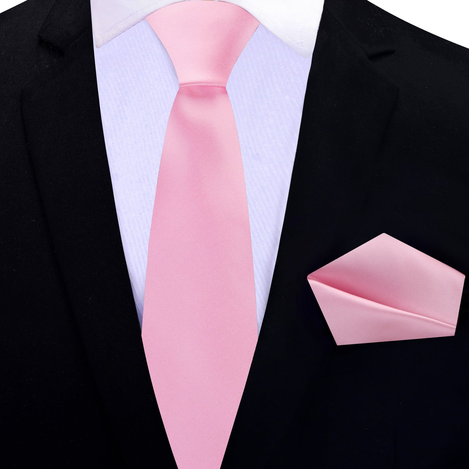 Thin Tie: Baby Pink Tie and Pocket Square