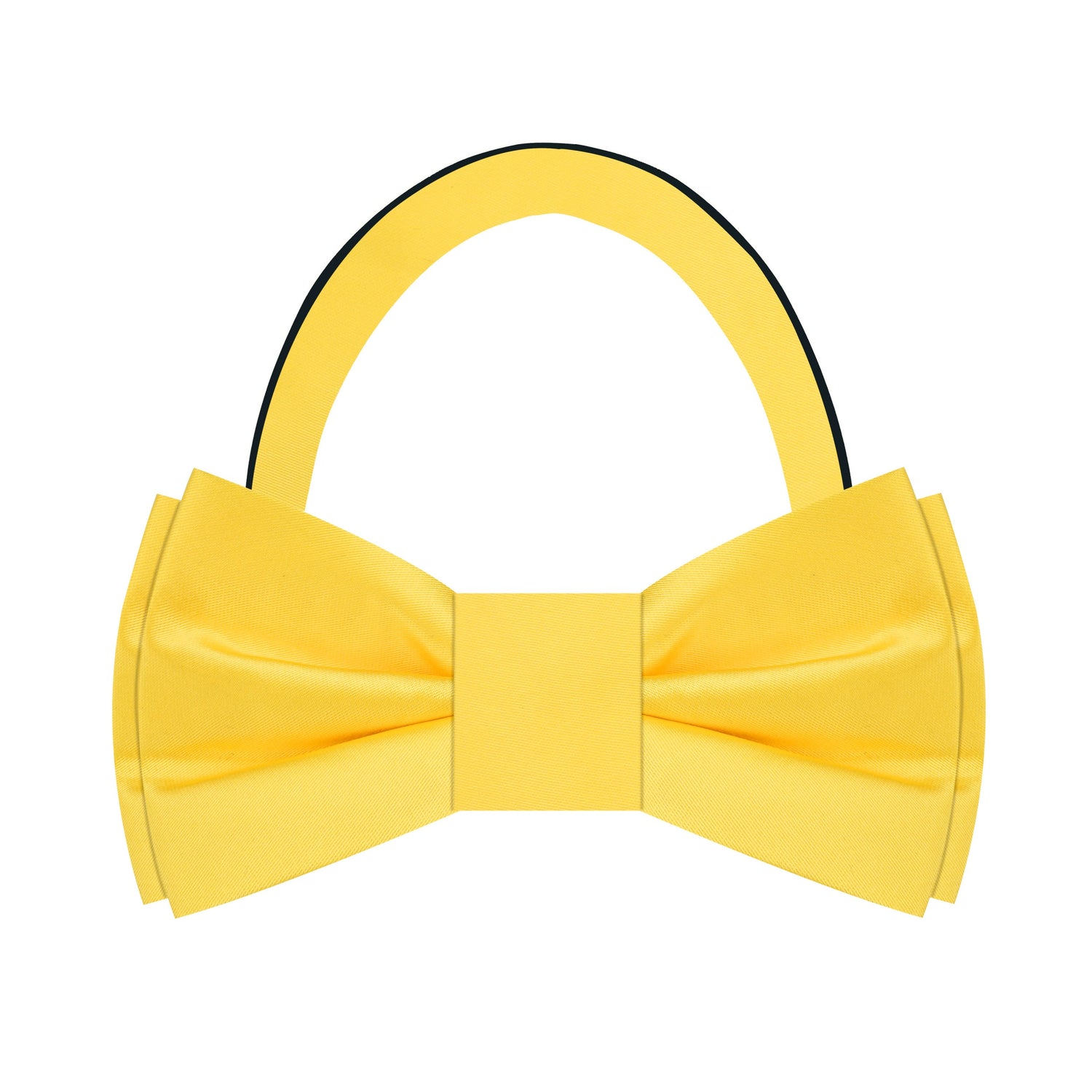 Pre Tied View: Solid Glossy Canary Yellow Bow Tie