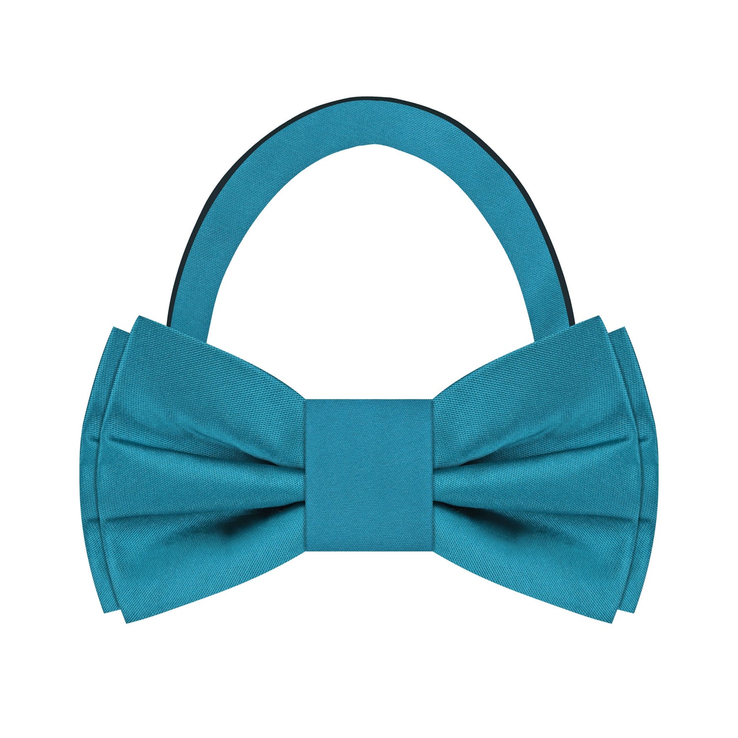 Pre Tied: Solid Glossy Dark Cyan Silk Bow Tie