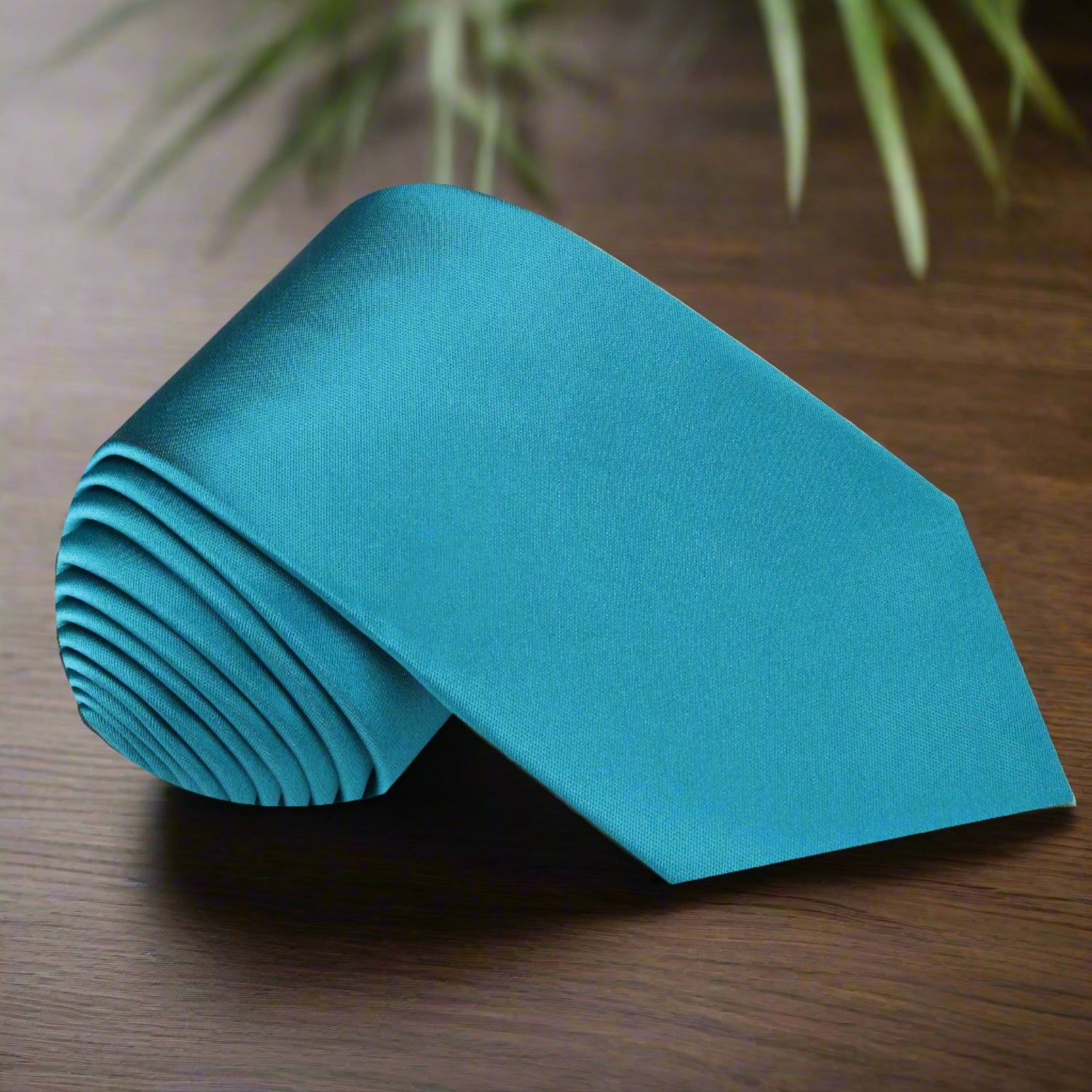 Solid Glossy Dark Cyan Silk Necktie