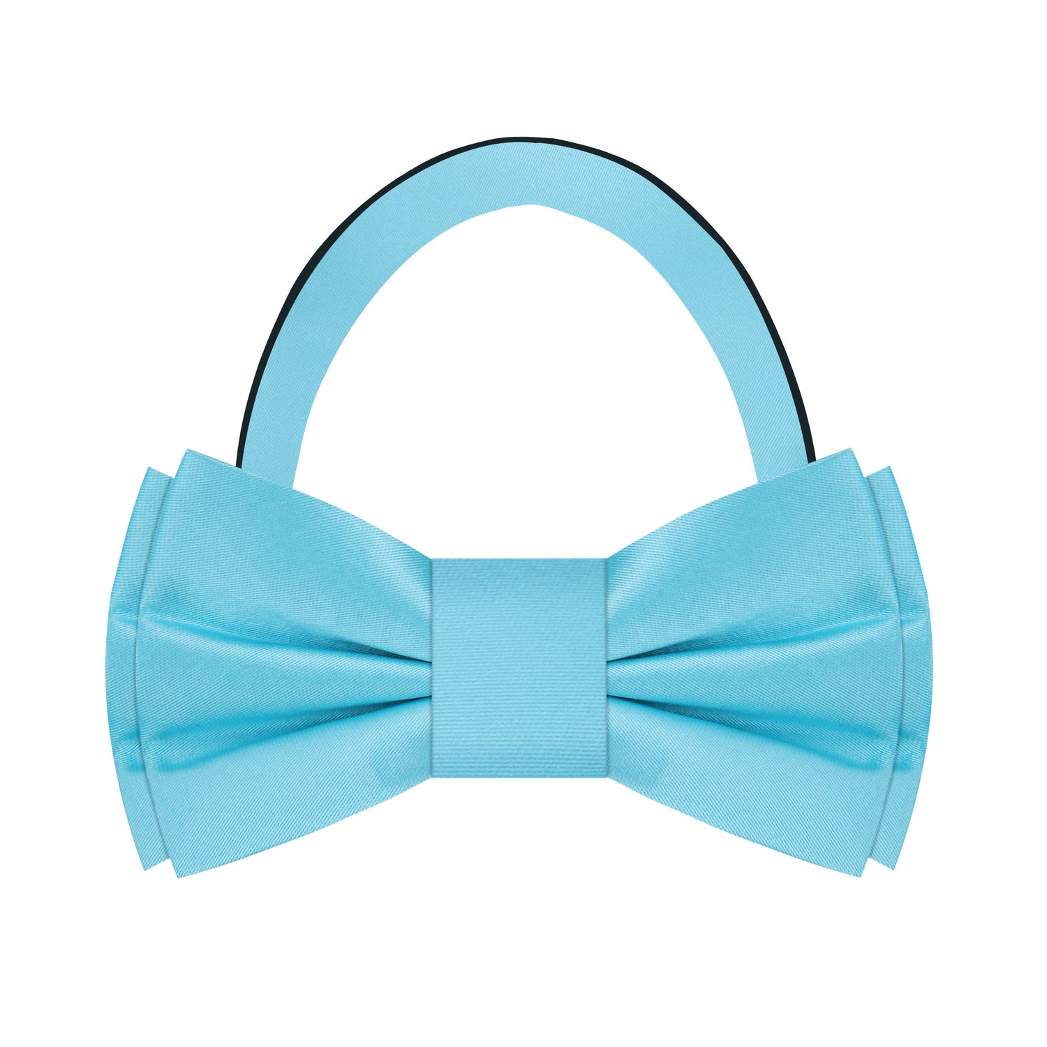 Pre Tied: Solid Glossy Iceberg Blue Silk Bow Tie