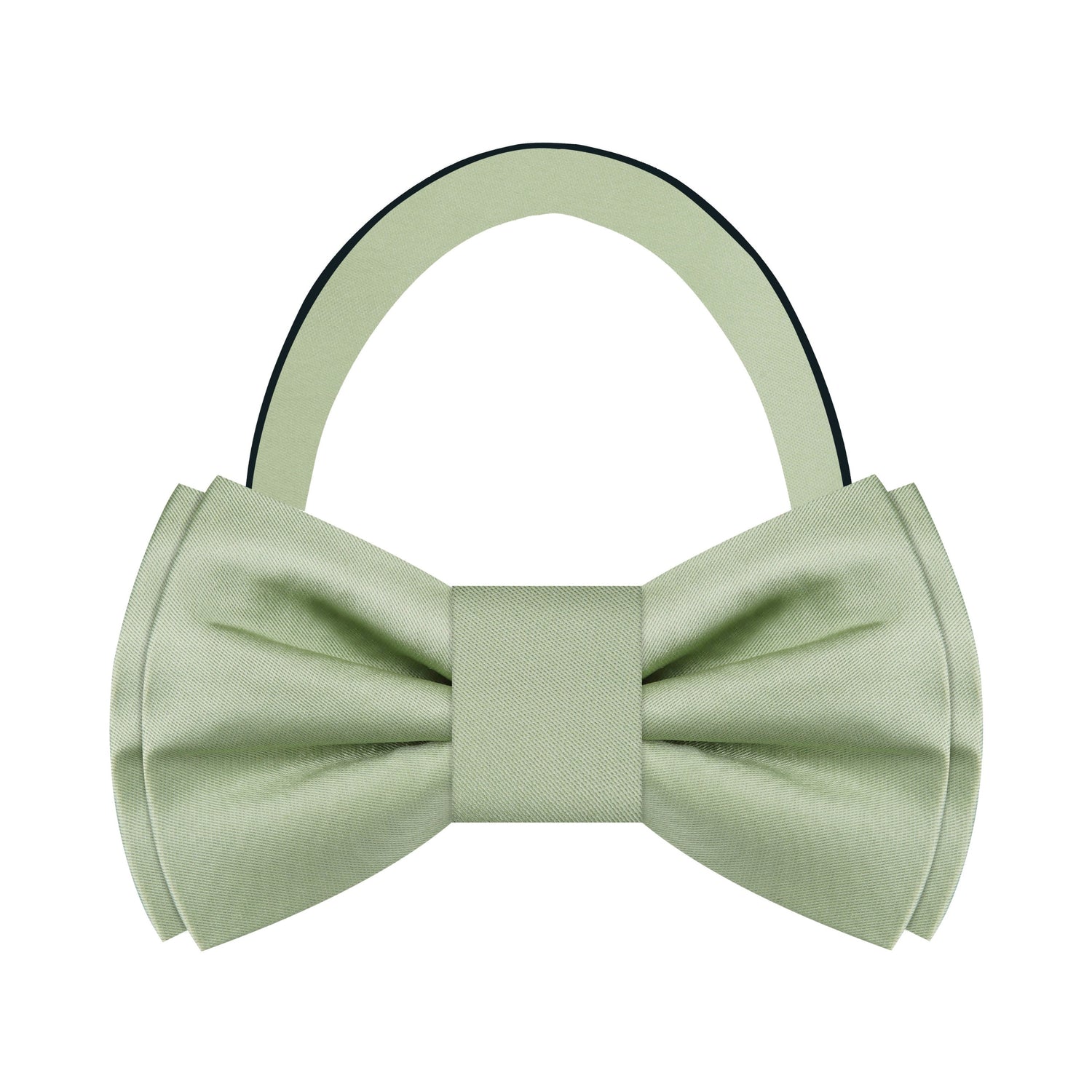 Pre Tied: Solid Glossy Laurel Green Silk Bow Tie 