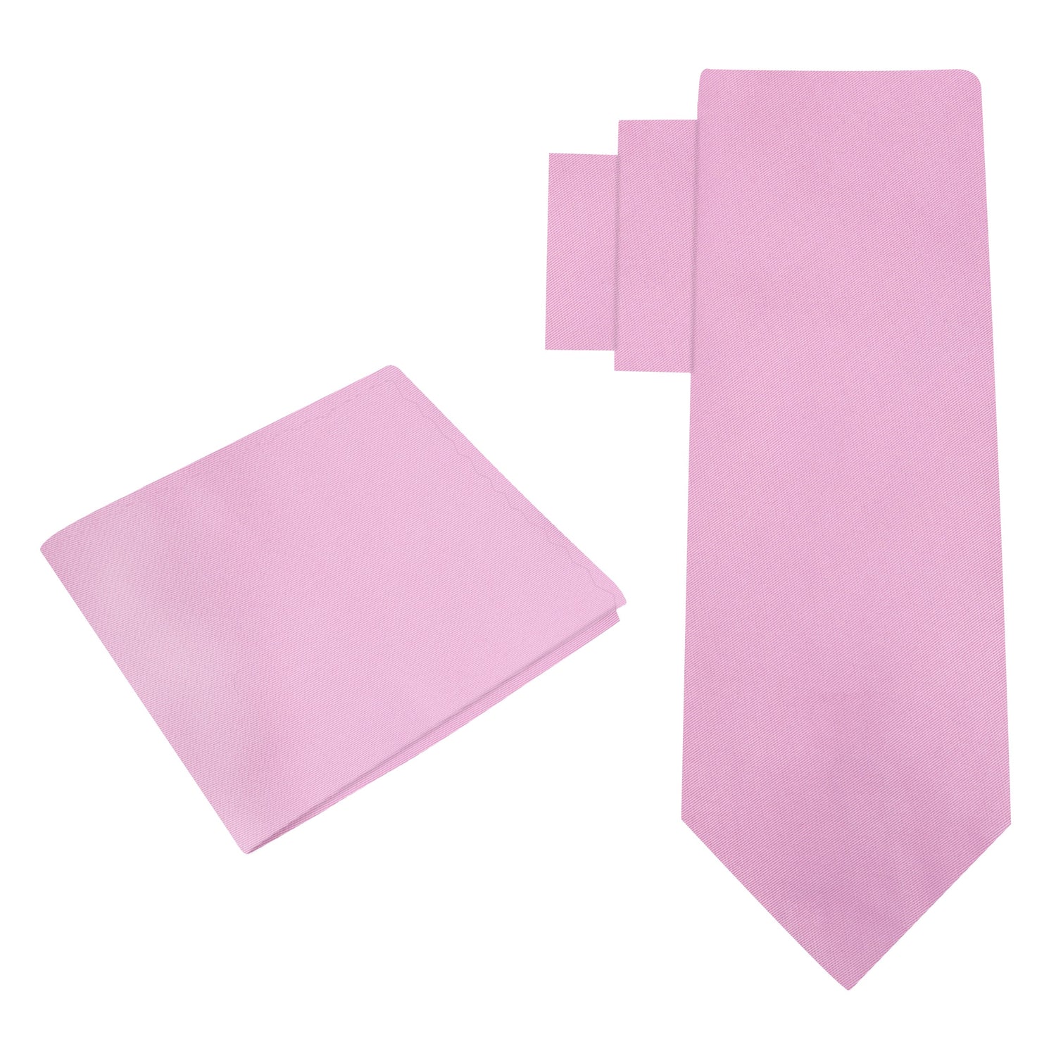 Alt View: Solid Glossy Light Orchid Pink Silk Necktie and Pocket Square