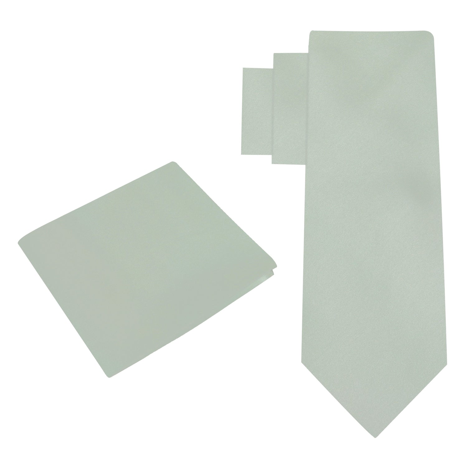 Alt View: Solid Glossy Light Sage Silk Necktie and Pocket Square