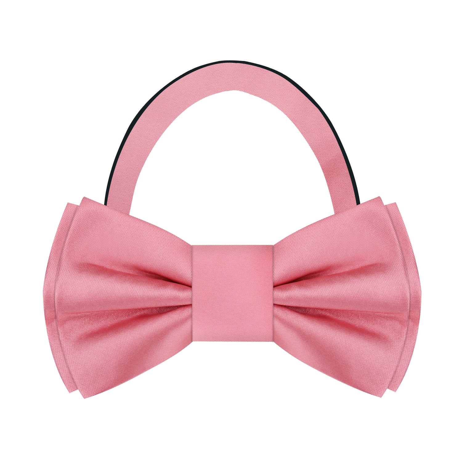 Pre Tied: Solid Glossy Salmon Pink Bow Tie