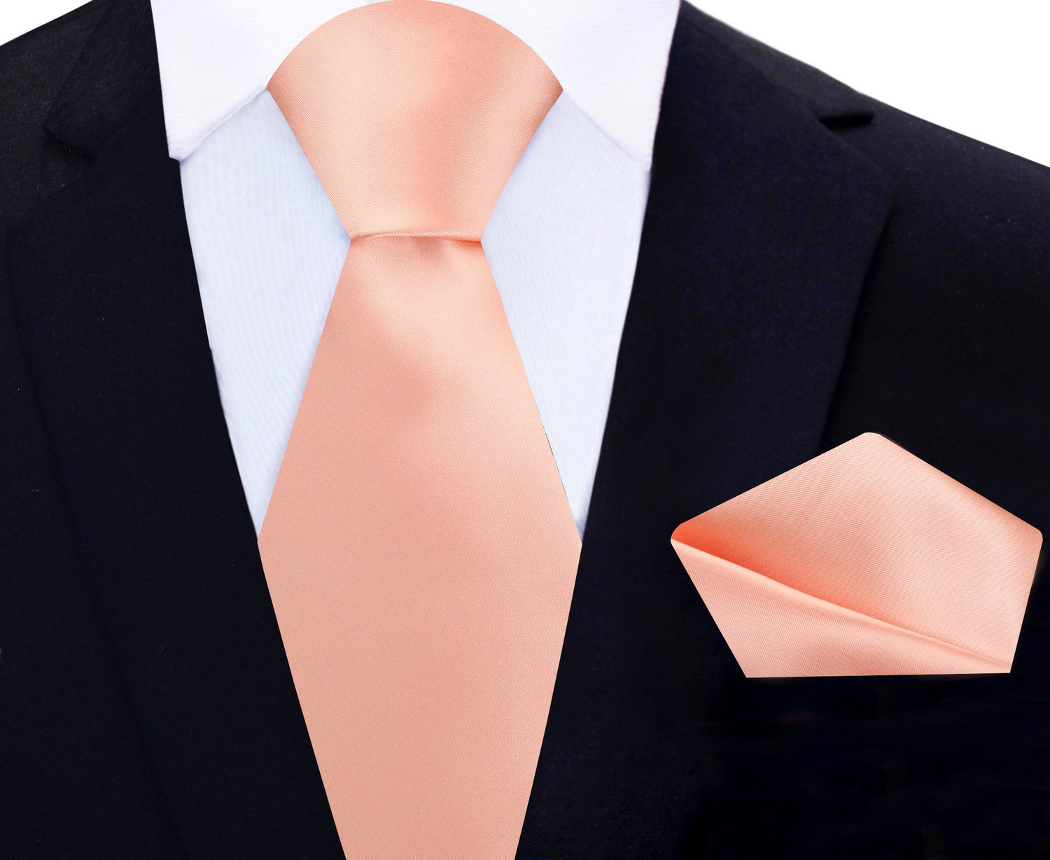 Main View: Glossy Solid Soap Orange Silk Necktie and Pocket Square