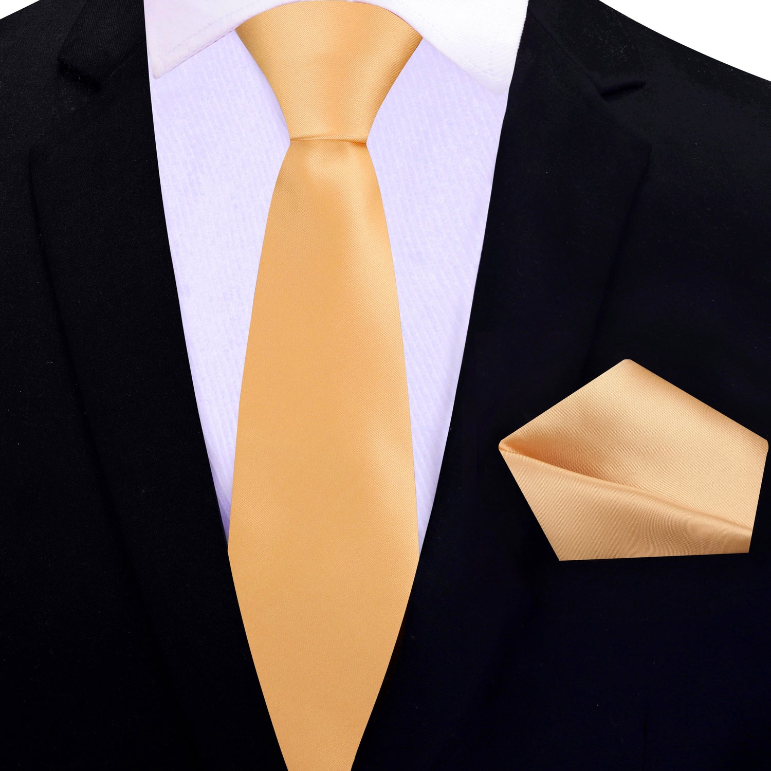 Thin Tie: Soft Marigold Yellow Silk Necktie and Pocket Square