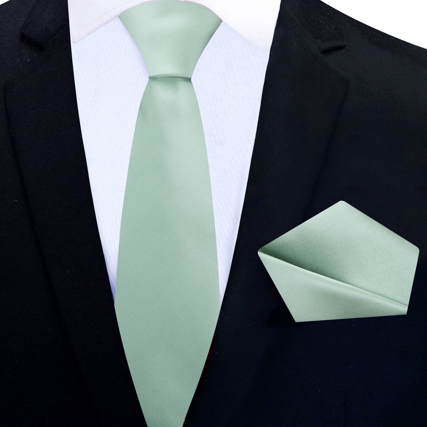 Thin: Stone Pistachio Green Tie and Pocket Square