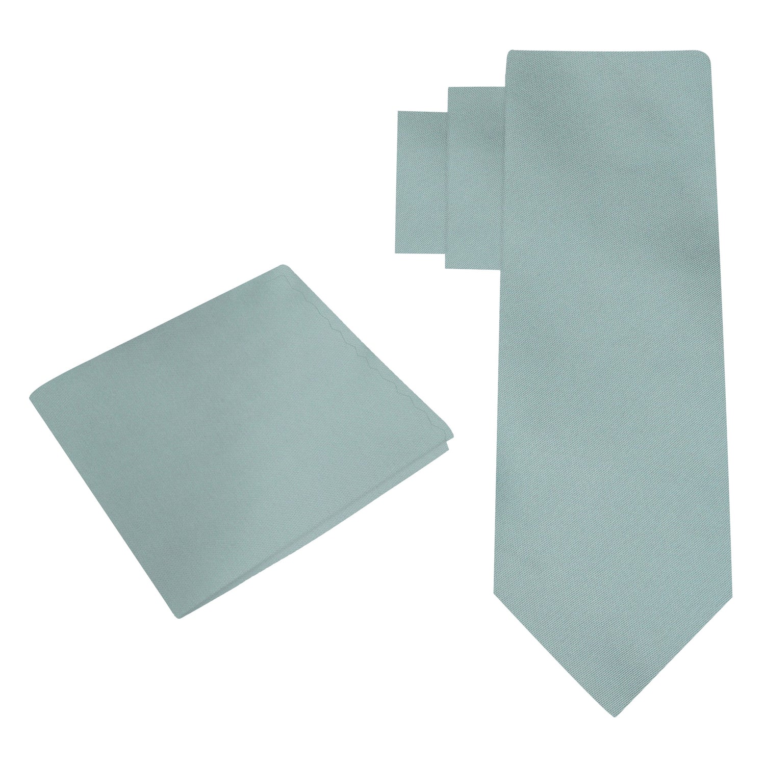 Alt View: Main View: Solid Glossy Viridian Green Silk Necktie and Pocket Square