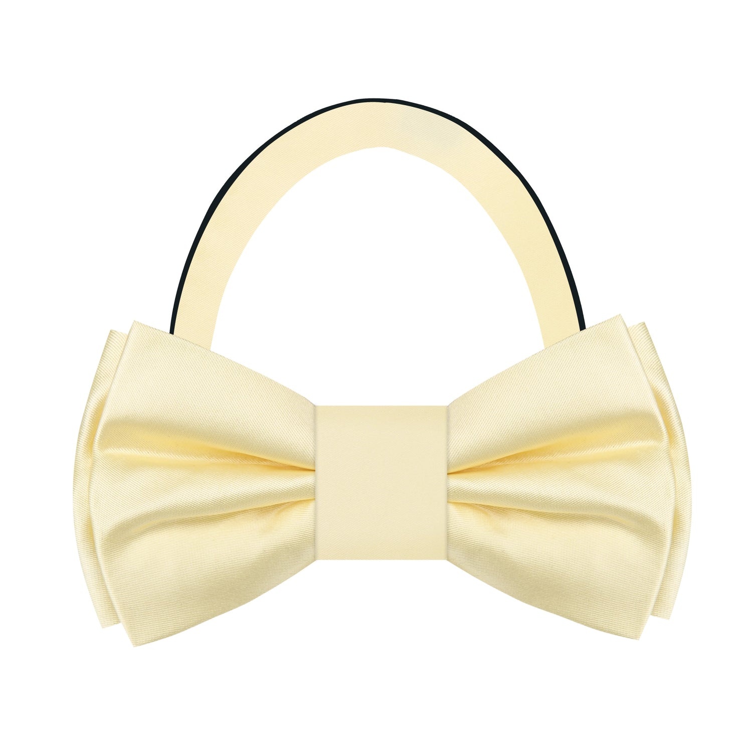 Pre Tied: Solid Glossy Sugar Cookie Yellow Silk Bow Tie