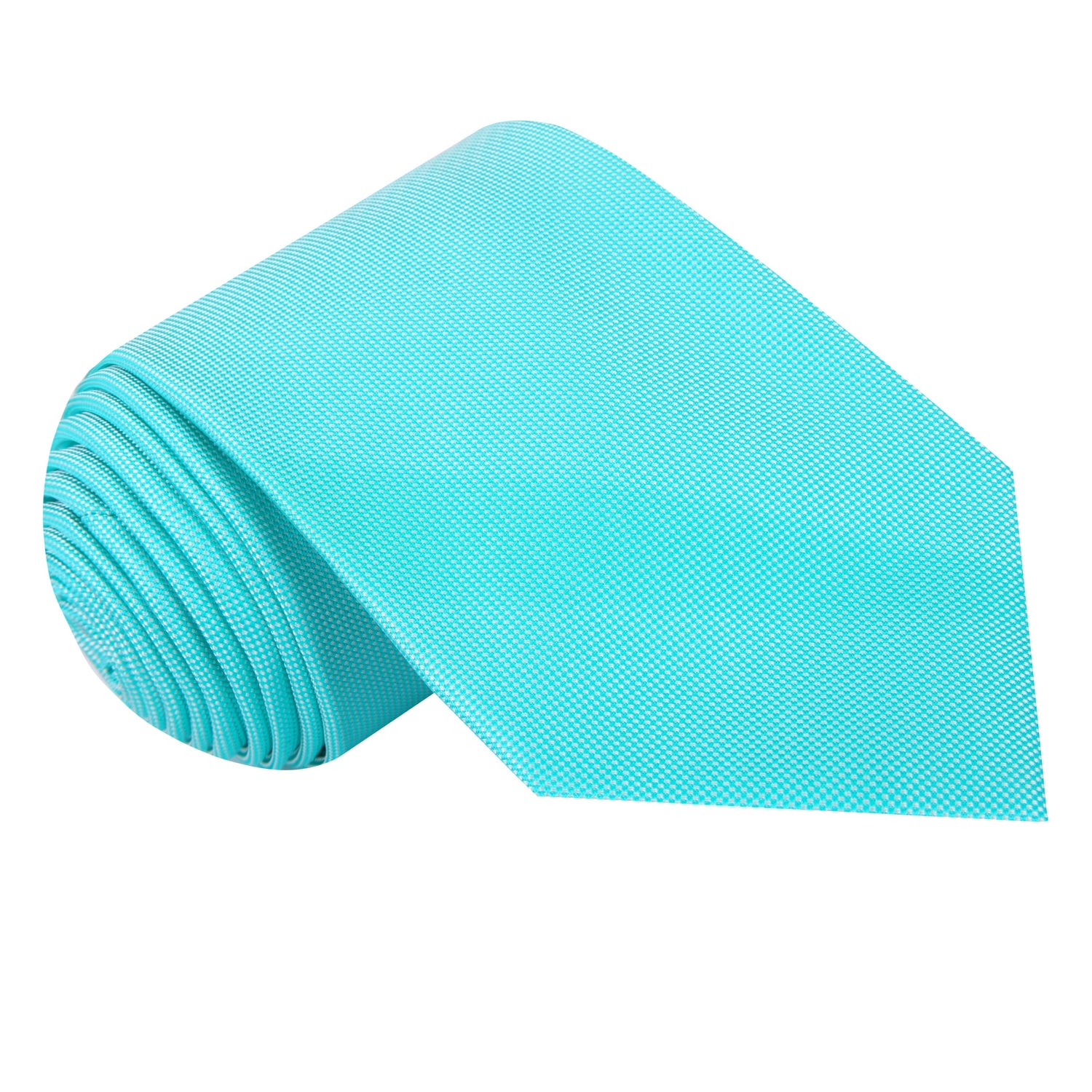 A Solid Mint Tie With Small Check Texture Pattern Silk Necktie