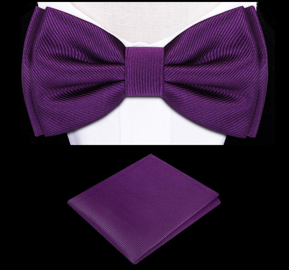 Purple Bow Tie and Pocket Square||Deep Purple