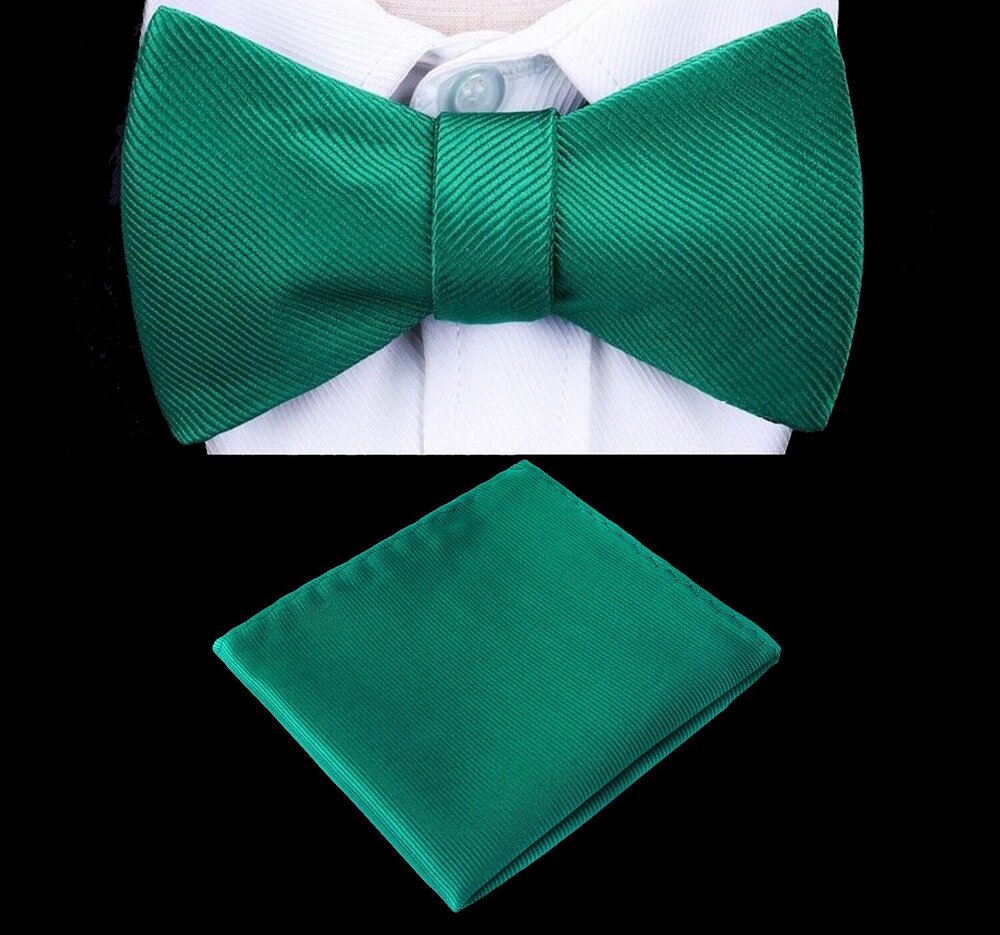 Green Bow Tie and Pocket Square||Green