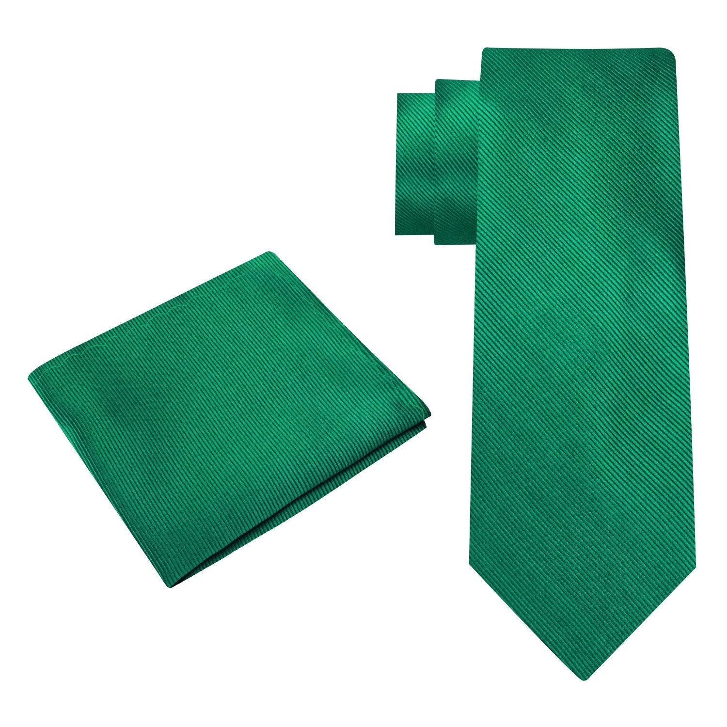Alt View: Essential Solid Green Tie and Pocket Square