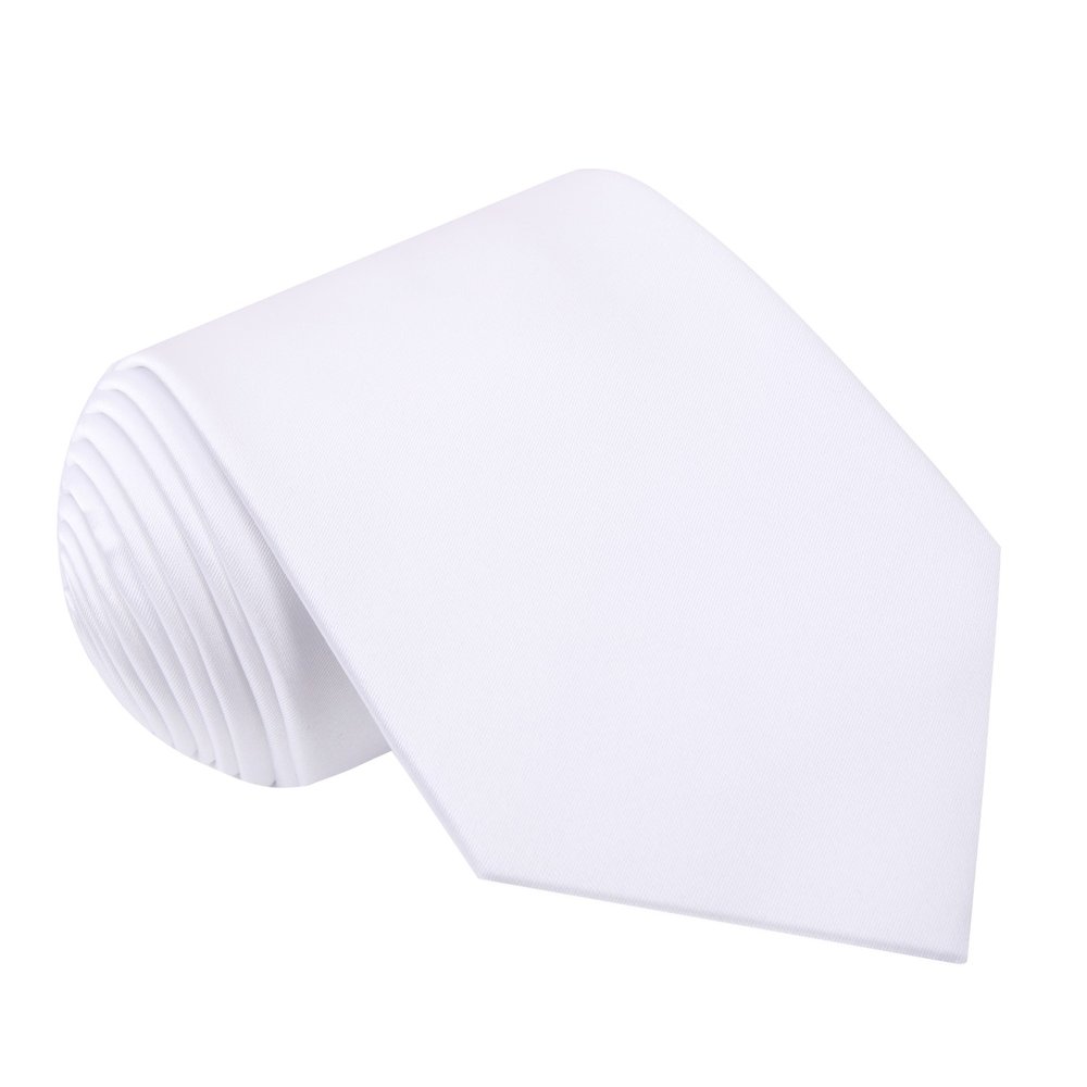 A Solid White Pattern Silk Necktie ||White