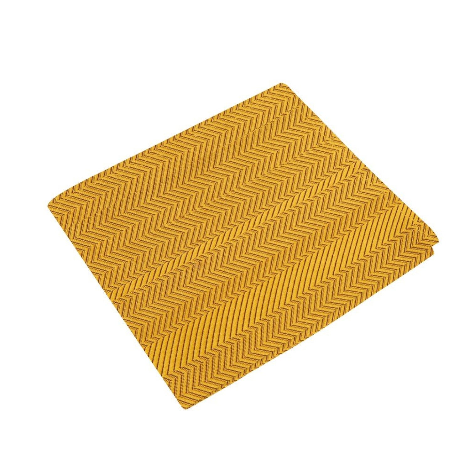 A Solid Golden Amber Yellow Color with Sophisticated Lined Texture Silk Pocket Square