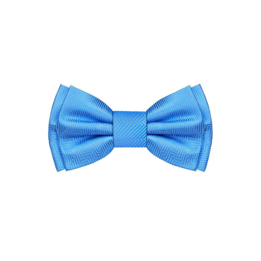 A Solid Sky Blue Pattern Silk Self Tie Bow Tie