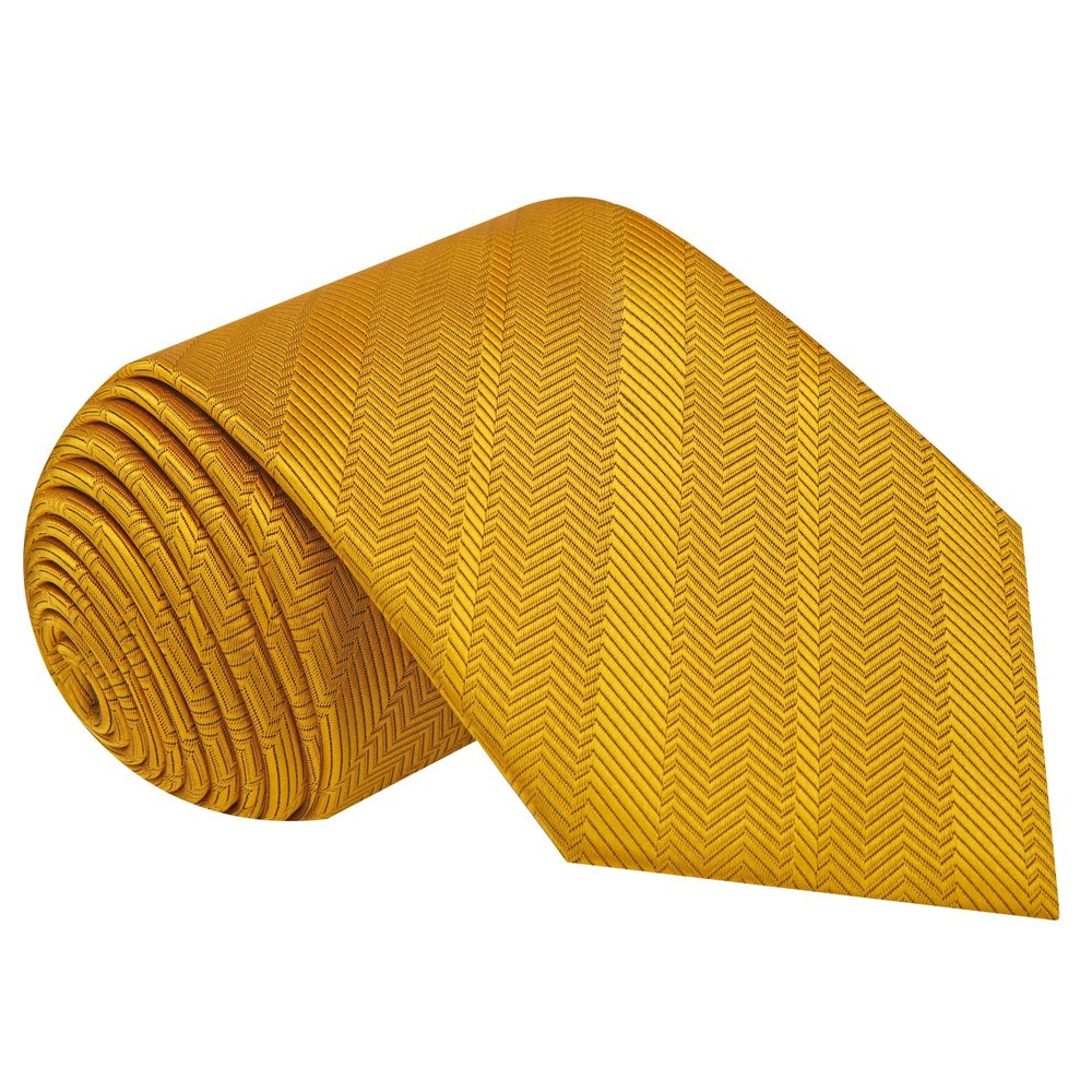 Golden Amber Solid Silk Necktie  
