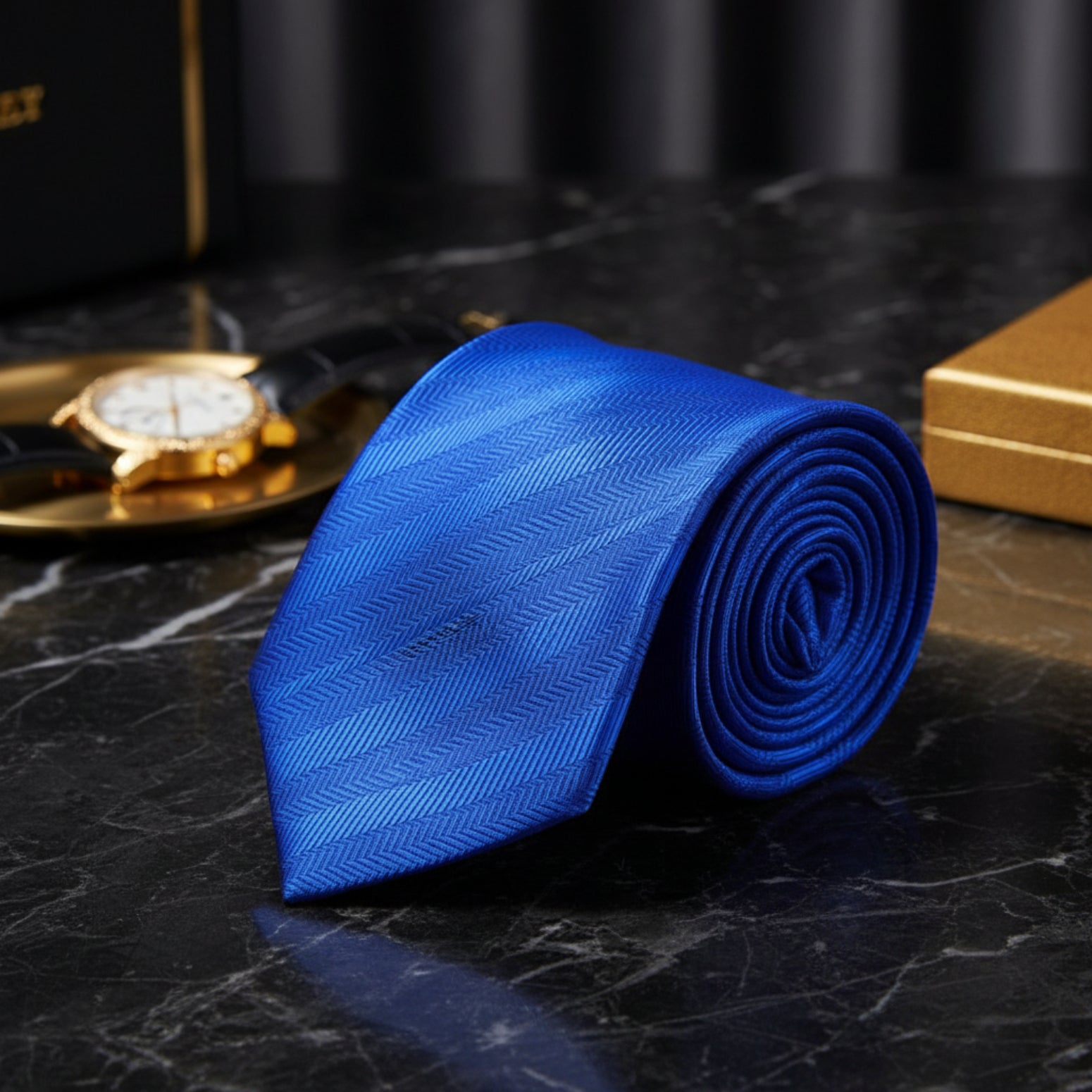 Blue Herringbone Necktie in Electric, Persian, Royal & Sky Blue Blue Herringbone Necktie in Electric, Persian, Royal & Sky Blue