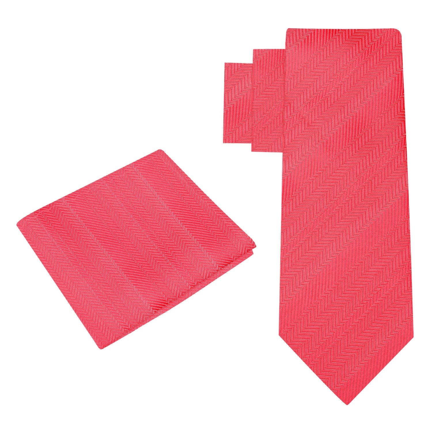 Alt View: Vibrant Coral Tie and Square