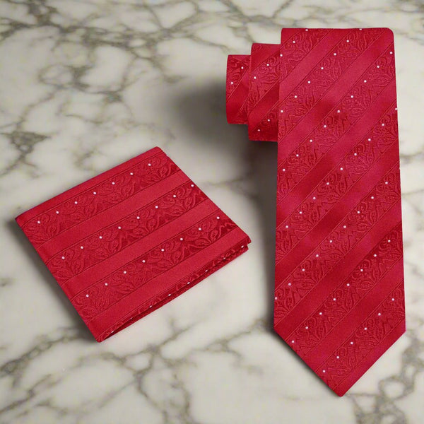 Sparkling Red Floral Necktie Single Tie / XL (63)