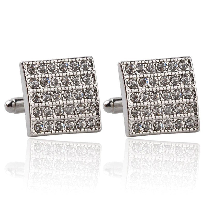 A Clear and Chrome Color with Square Shape Cuff-links.