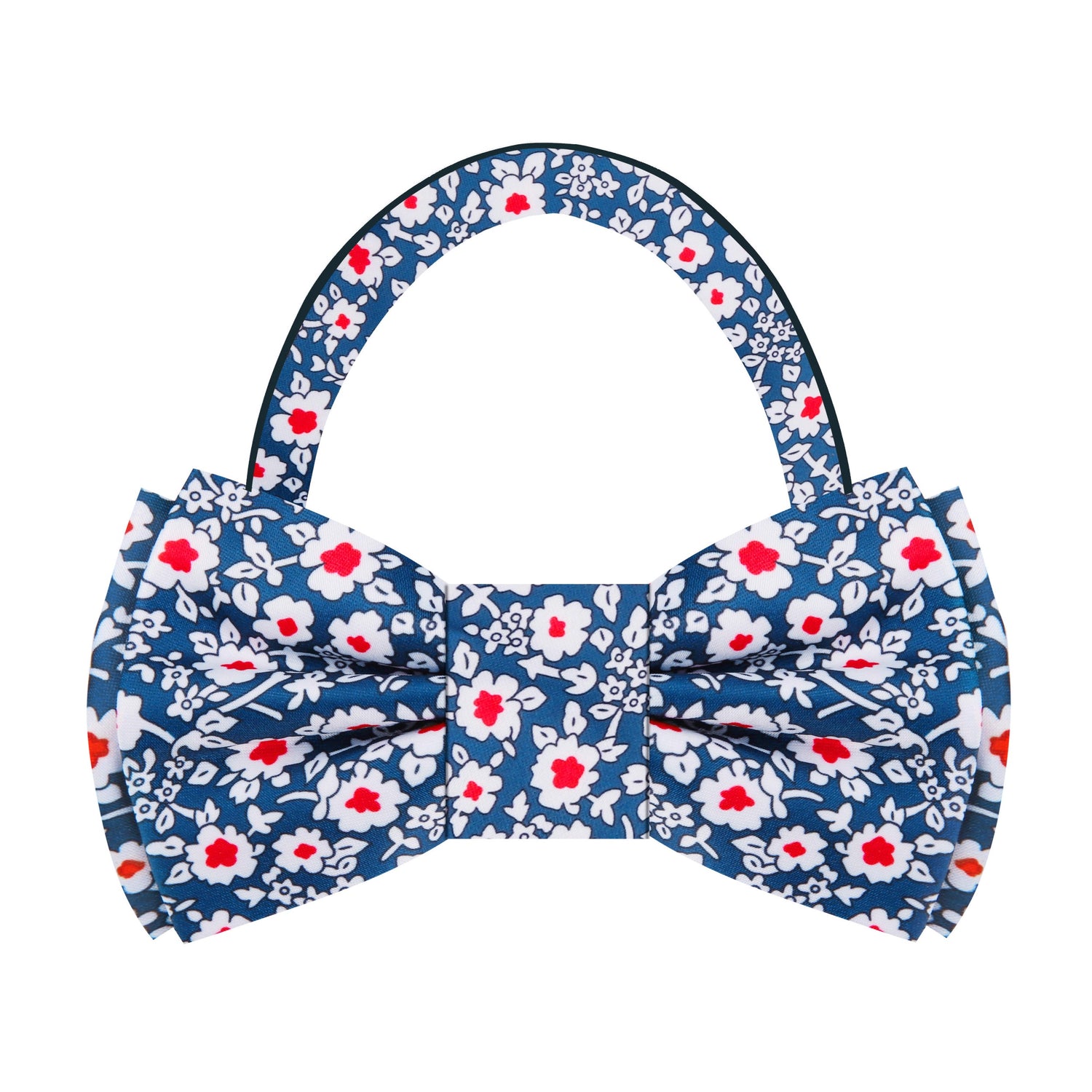 Blue, Red, White Flowers Bow Tie Pre Tied