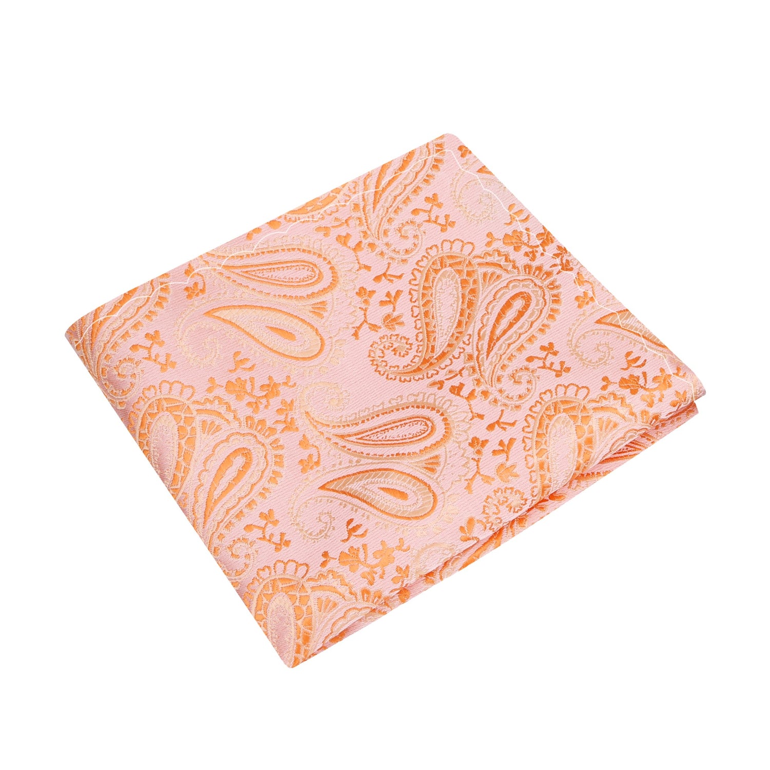 A Coral Paisley Pattern Silk Pocket Square