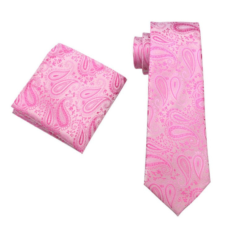 Alt View: Bright Pink Paisley Tie and Square