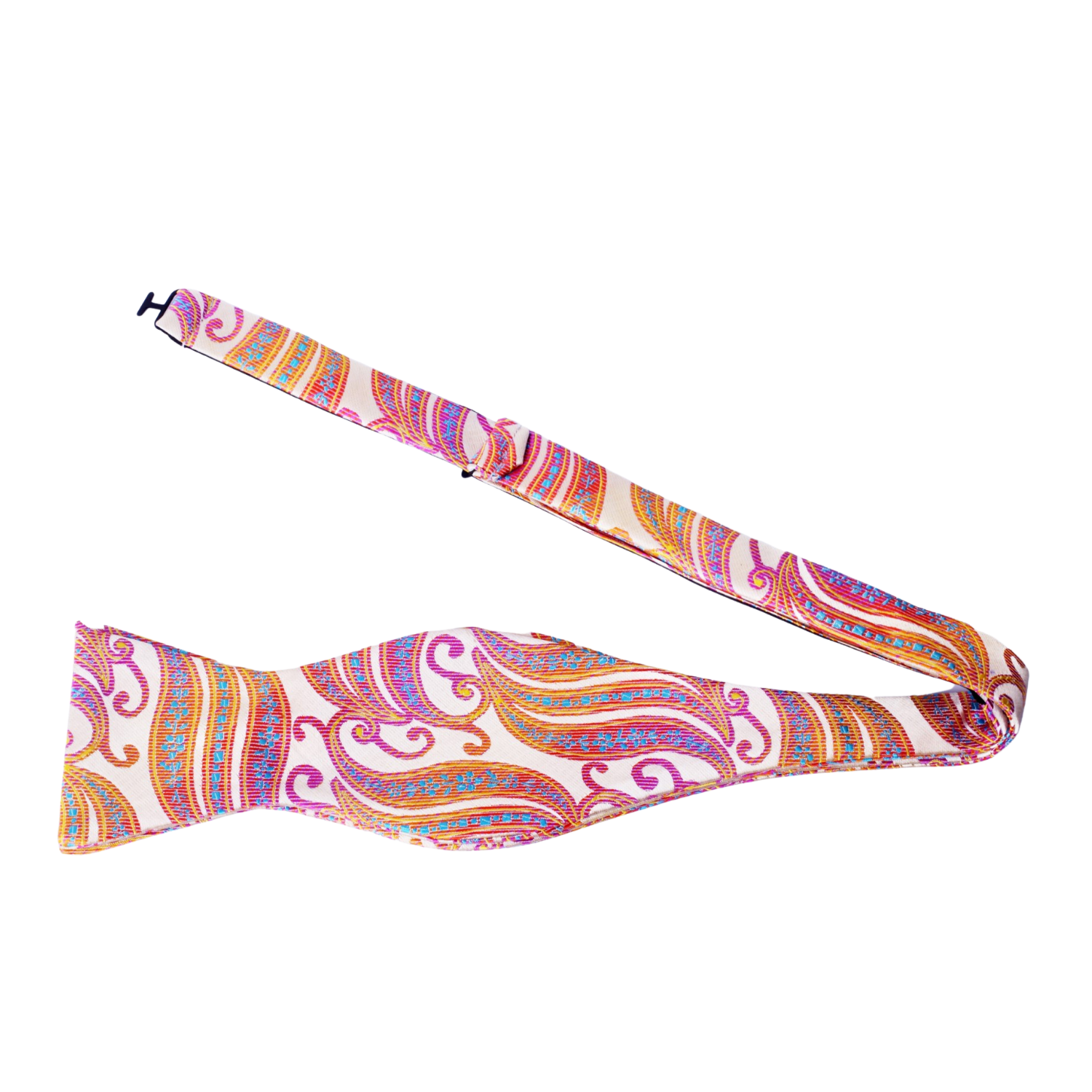 Light Yellow, Pink Abstract Bow Tie Self Tie