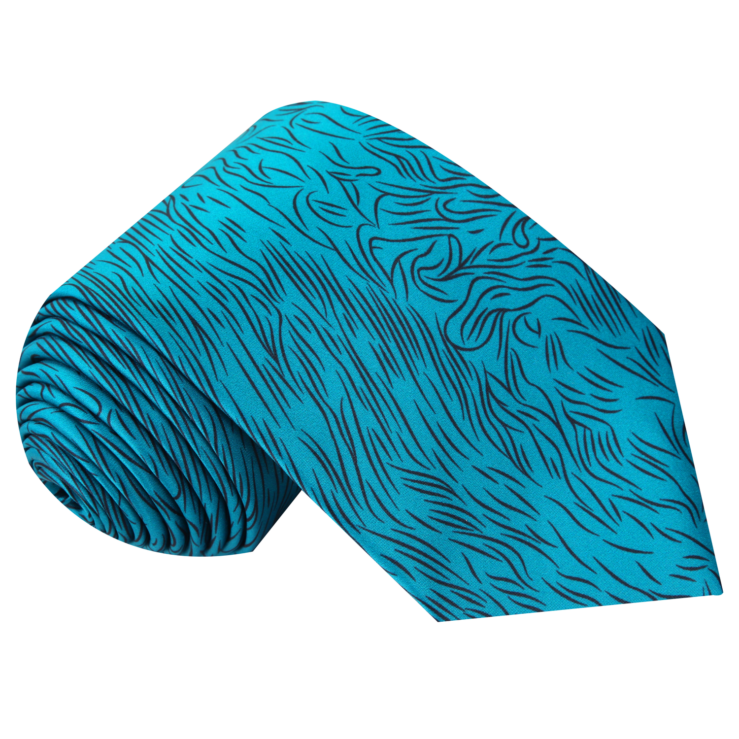 Teal Blue, Black Abstract Lines Tie  