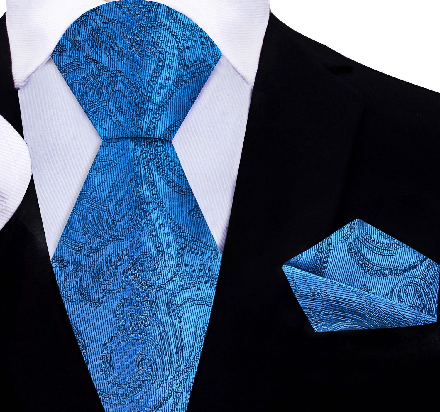 Teal Paisley Tie and Square