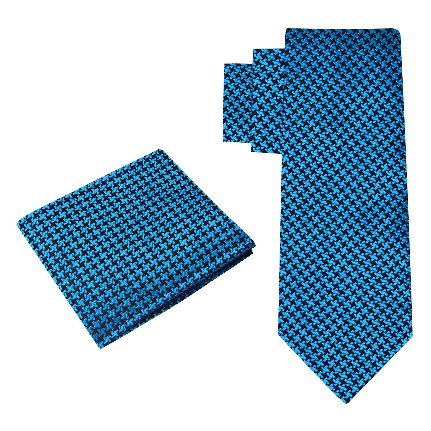Alt View: Teal, Black Hounds Tooth Tie and Square