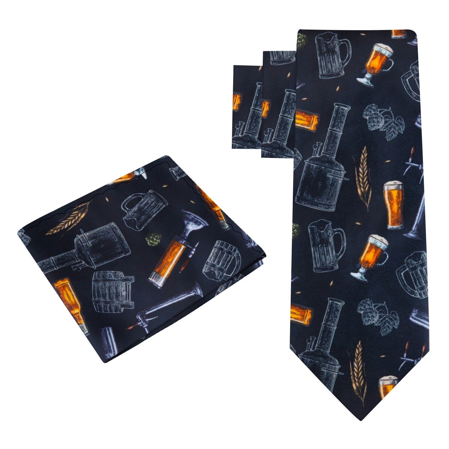 Alt View: Black, Grey, Amber Brewer Tie and Pocket Square