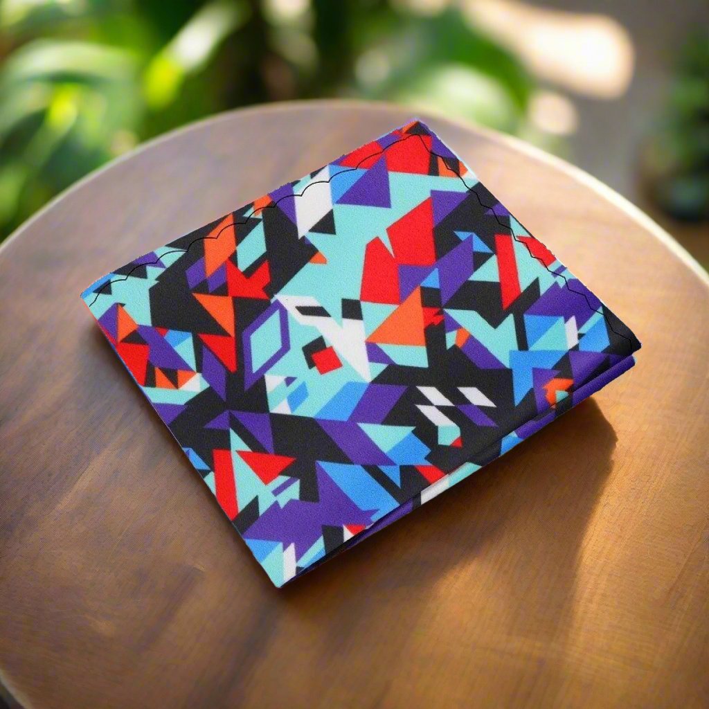 Main View: Black, Red, Purple, Orange, Blue Abstract Digital Pocket Square