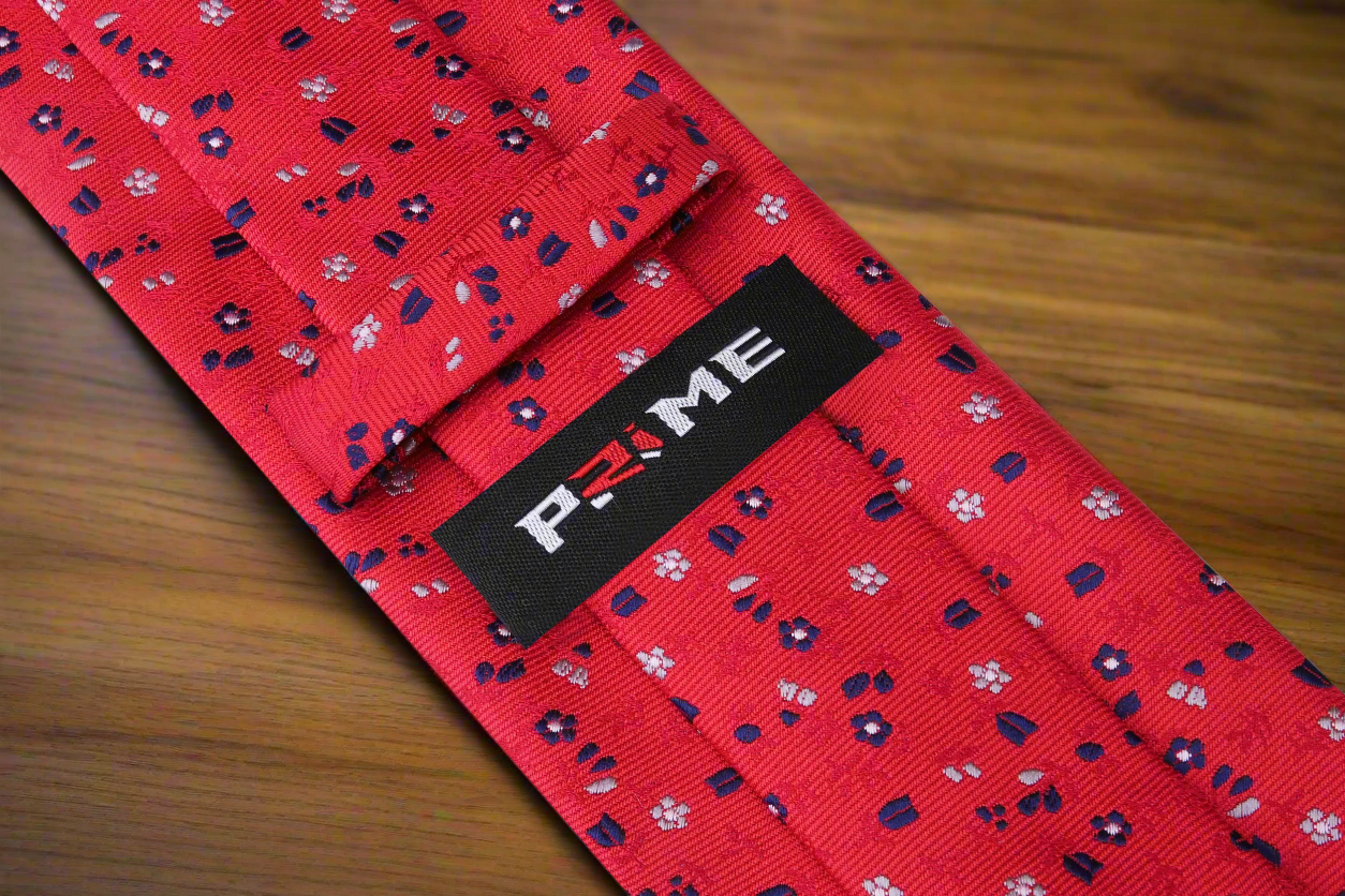 Tie Keep View: Red Floral Tie 