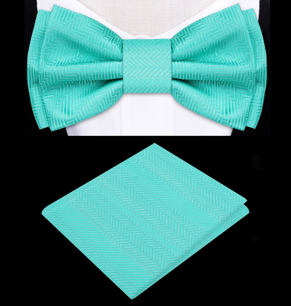 Kids Turquoise Bow Tie and Pocket Square
