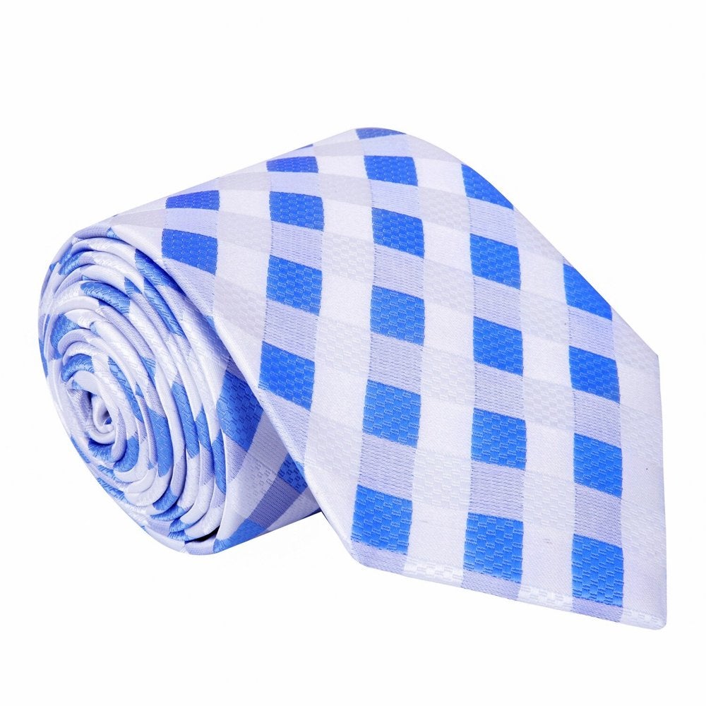 Blue, White Check Tie