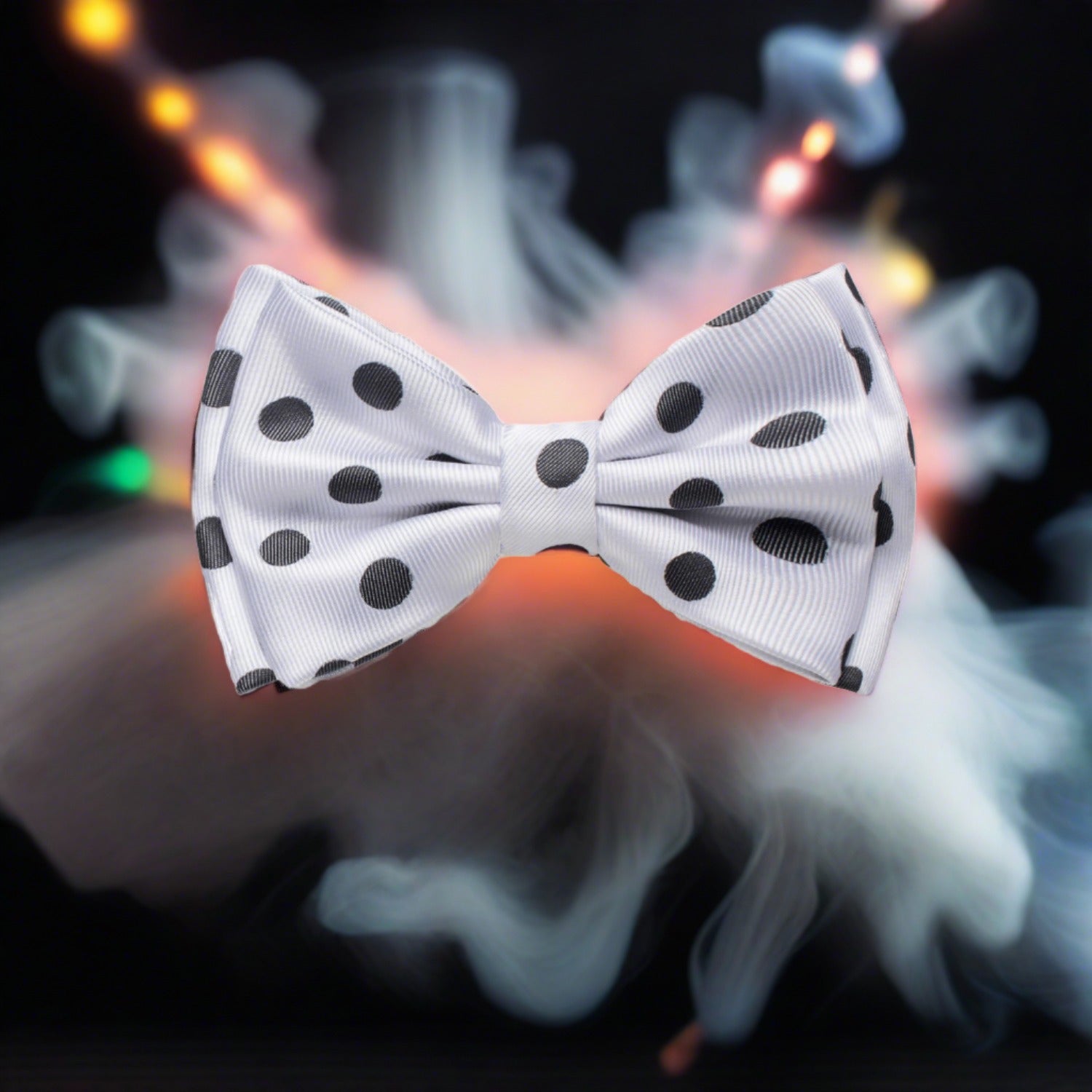 White with Black Dots Bow Tie