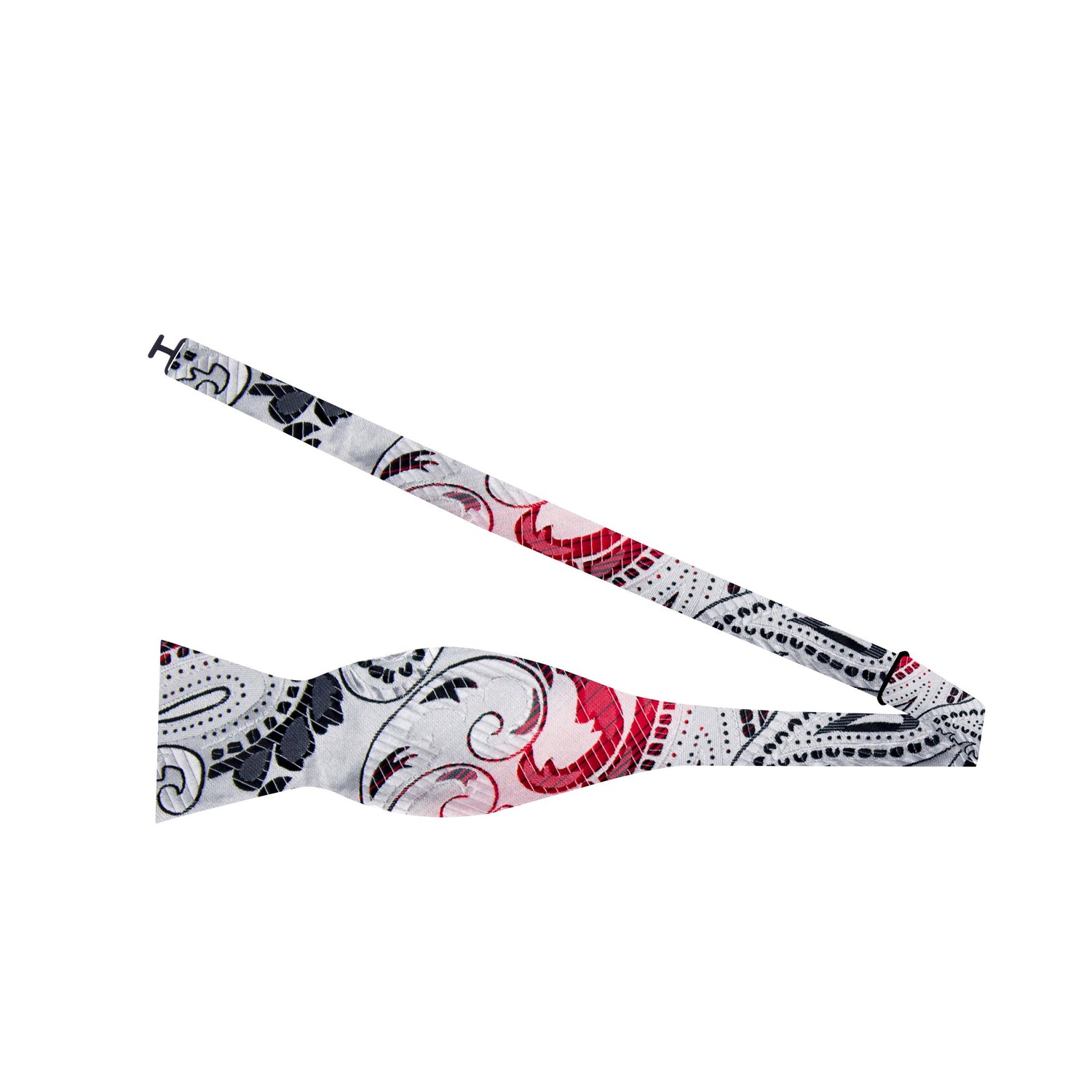 White, Red Black Paisley Bow Tie Untied