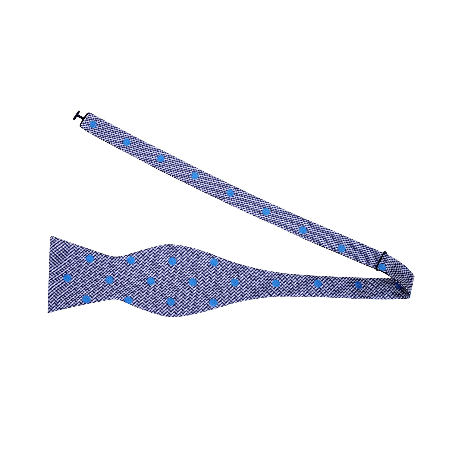 Untied: A Black, White, Blue Polka Dot Pattern Self Tie Bow Tie 