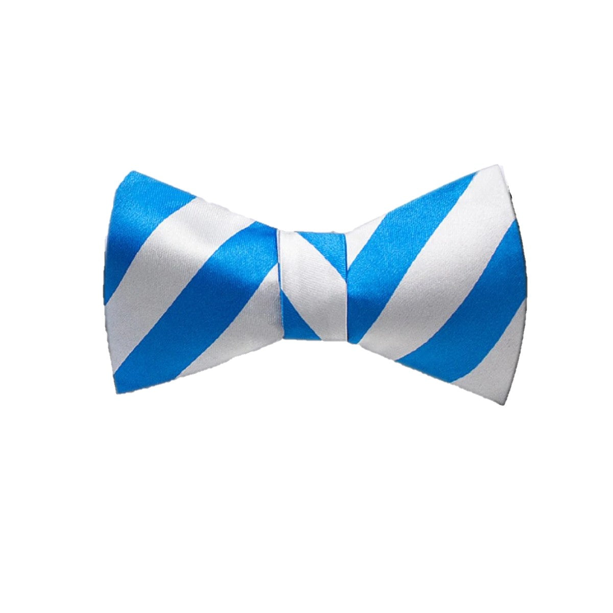 A White, Light Blue Stripe Pattern Silk Self Tie Bow Tie