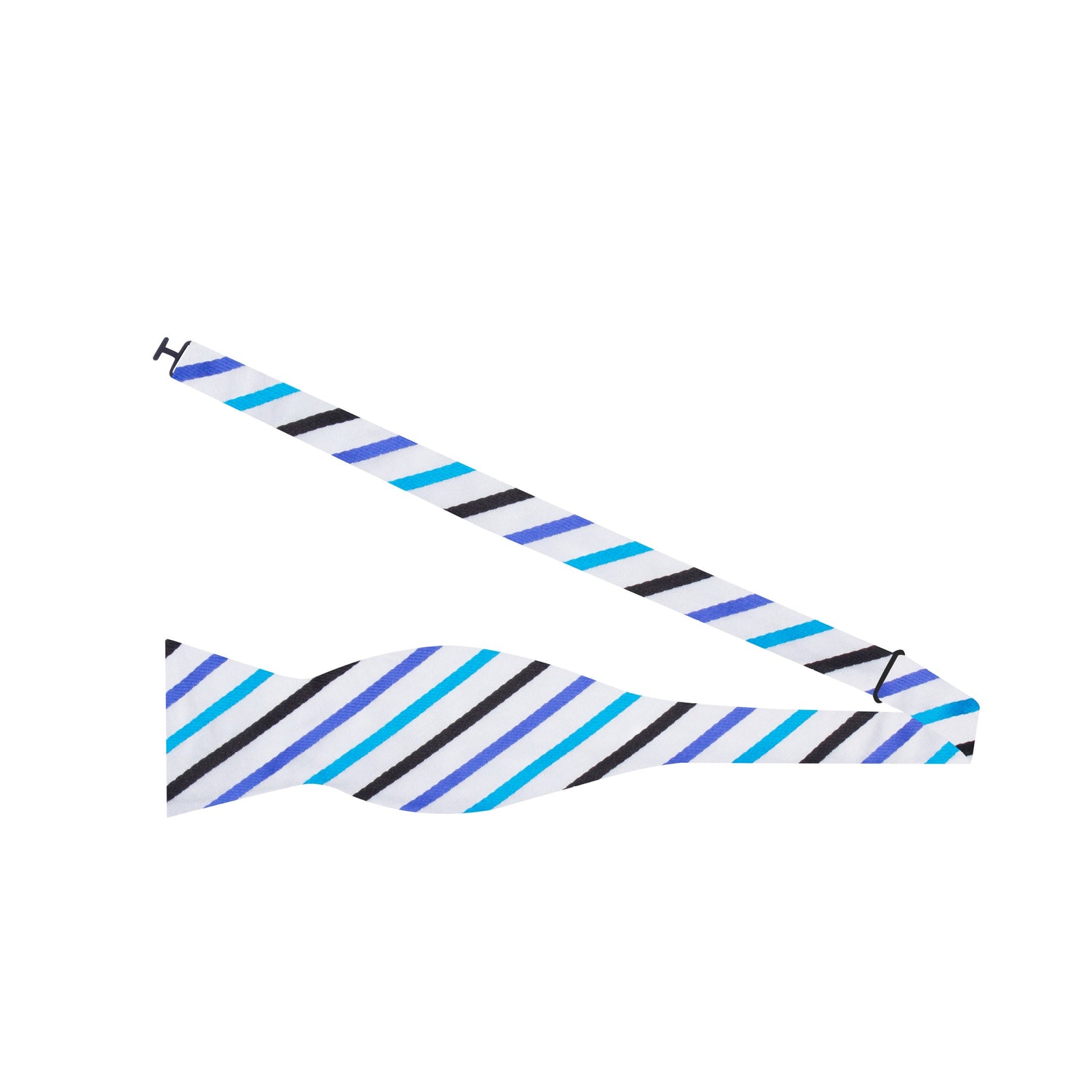 Untied: White Blue Black Stripe Bow Tie a 