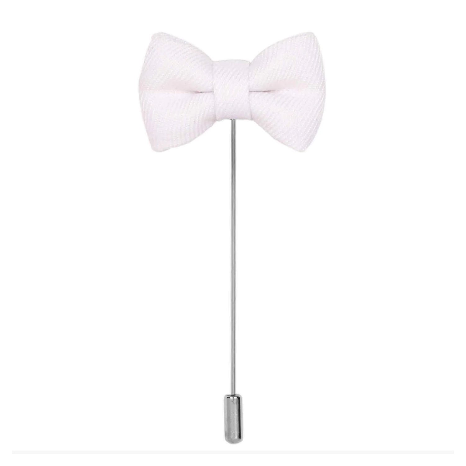 A White Colored Bow Tie Shaped Lapel Pin||White
