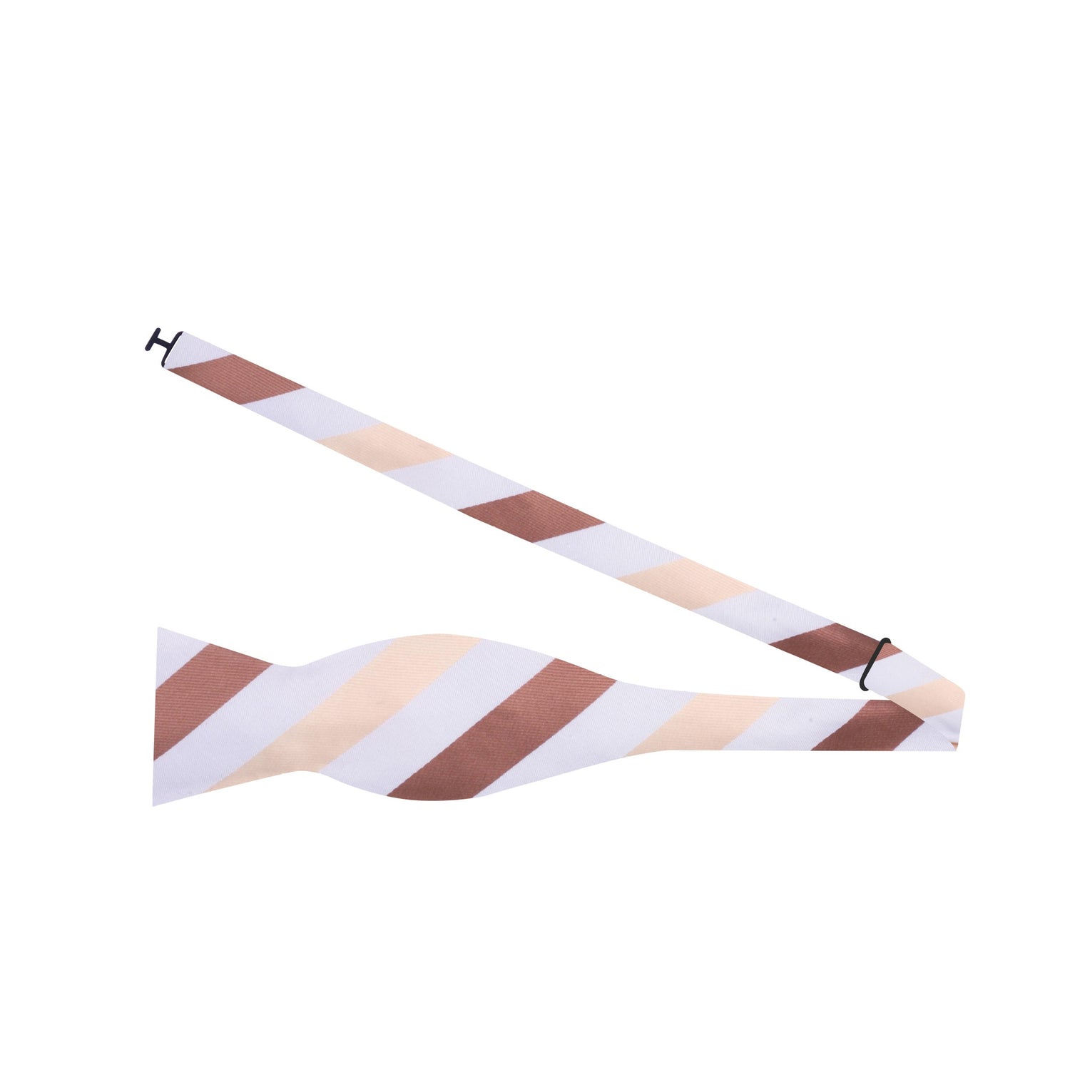 White, Brown, Light Brown Stripe Bow Tie Untied