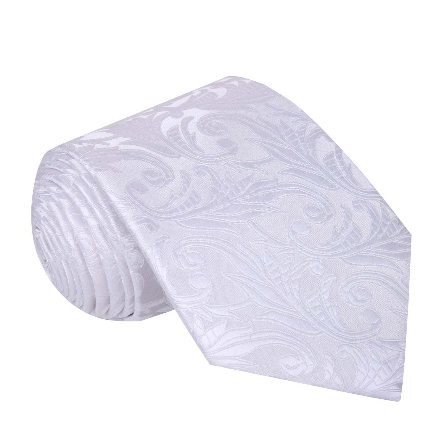 A White Floral Pattern Silk Necktie 
