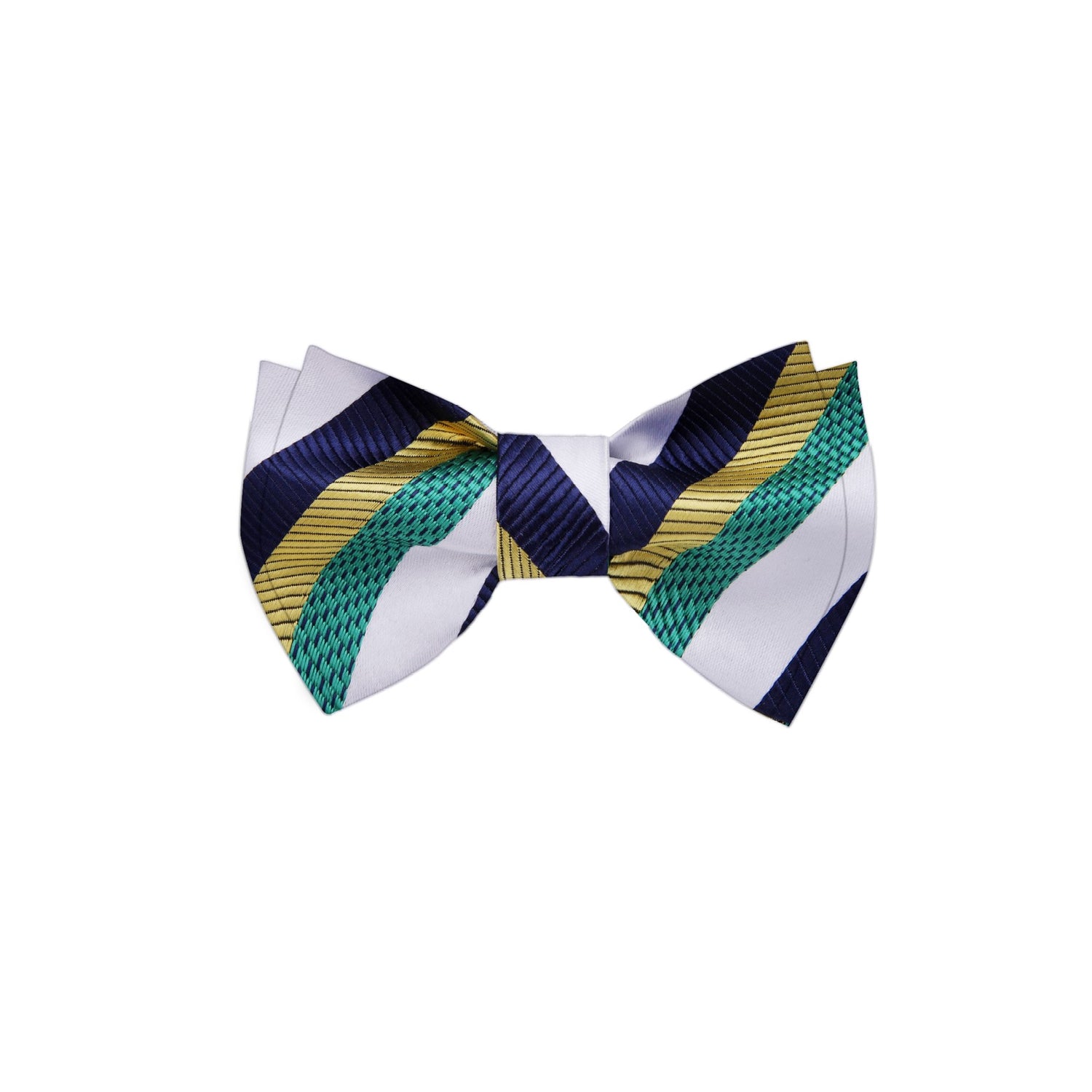 Green, Gold, Blue Stripe Bow Tie 