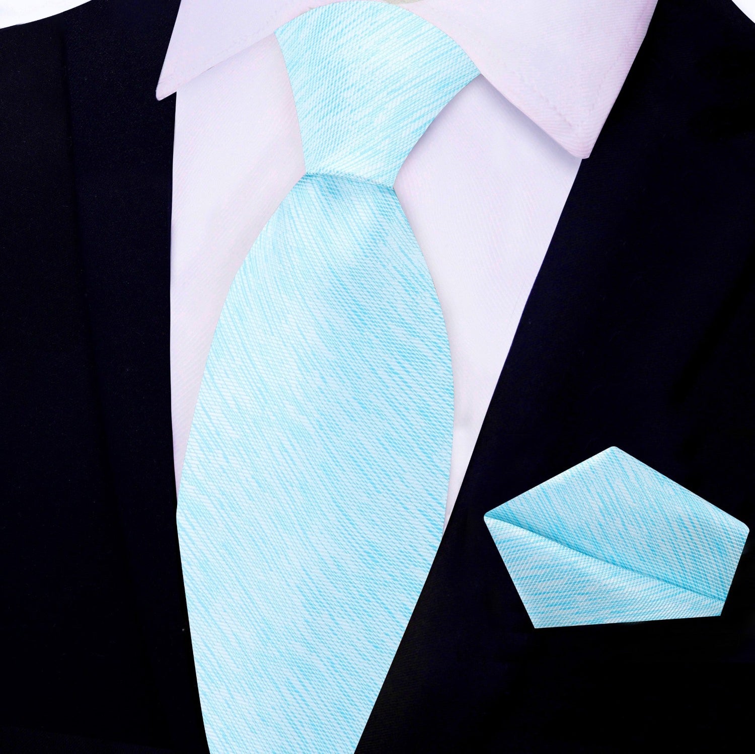 View 3: Blue White Lined Necktie and Square